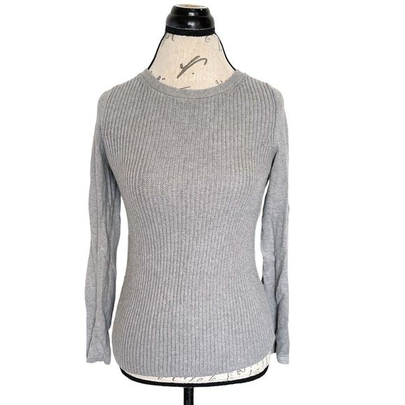 Banana Republic Womens Sweater Size Small Grey Heather Ribbed  Cashme Blend - Picture 1 of 11